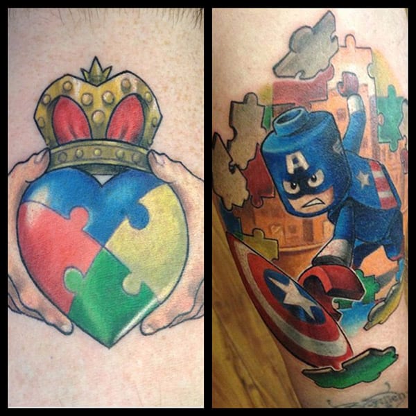 autism awareness captain america lego and heart tattoo