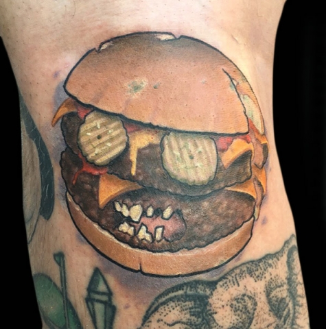 new school burger tattoo