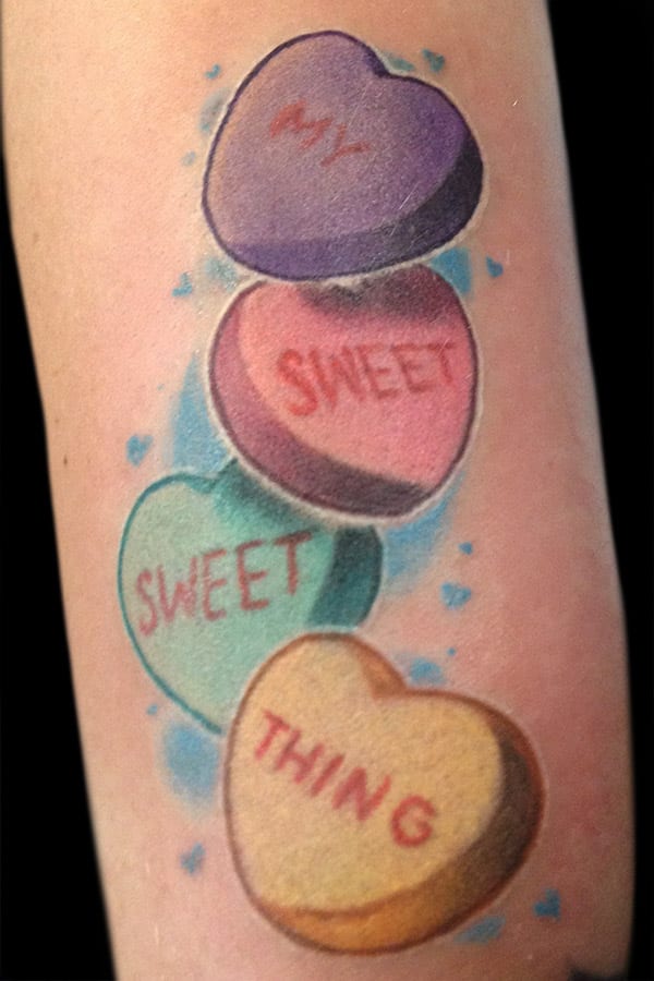 candied hearts tattoo