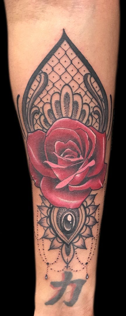 rose and lace tattoo