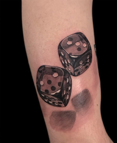realistic pair of dice tattoo