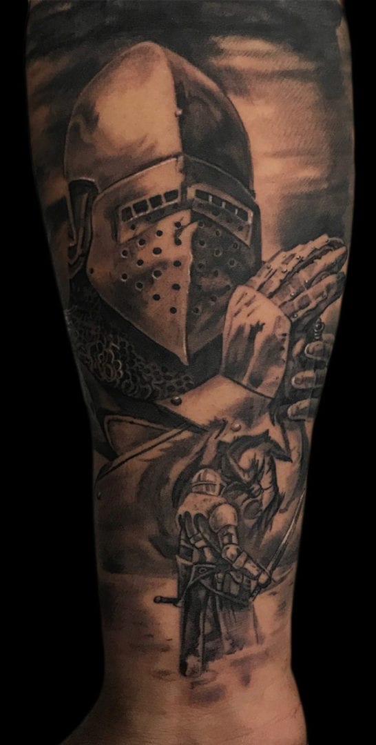 photorealistic knight tattoo