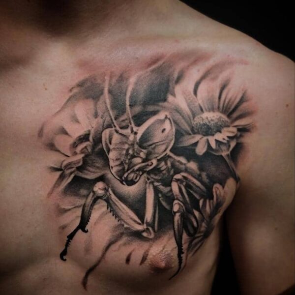 praying mantis tattoo