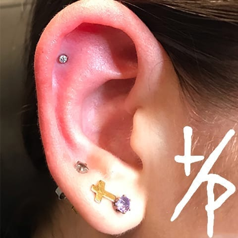 tragus and ear lobe piercings