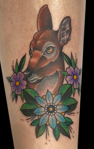 deer traditional tattoo