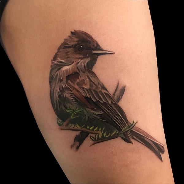 realistic bird tattoo