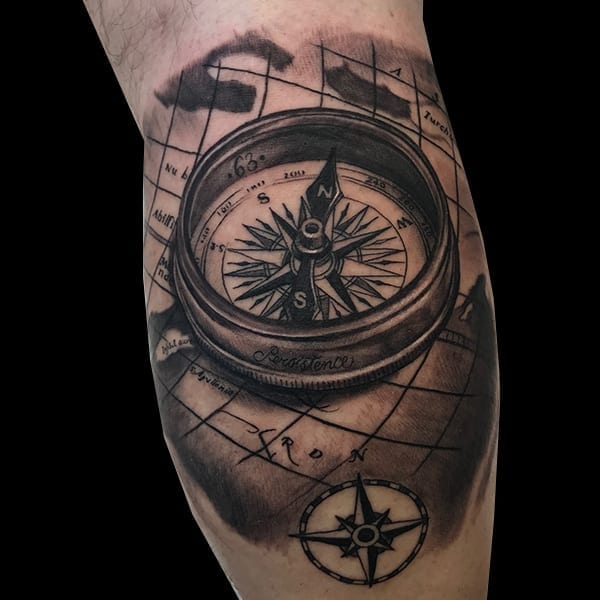 compass map tattoo