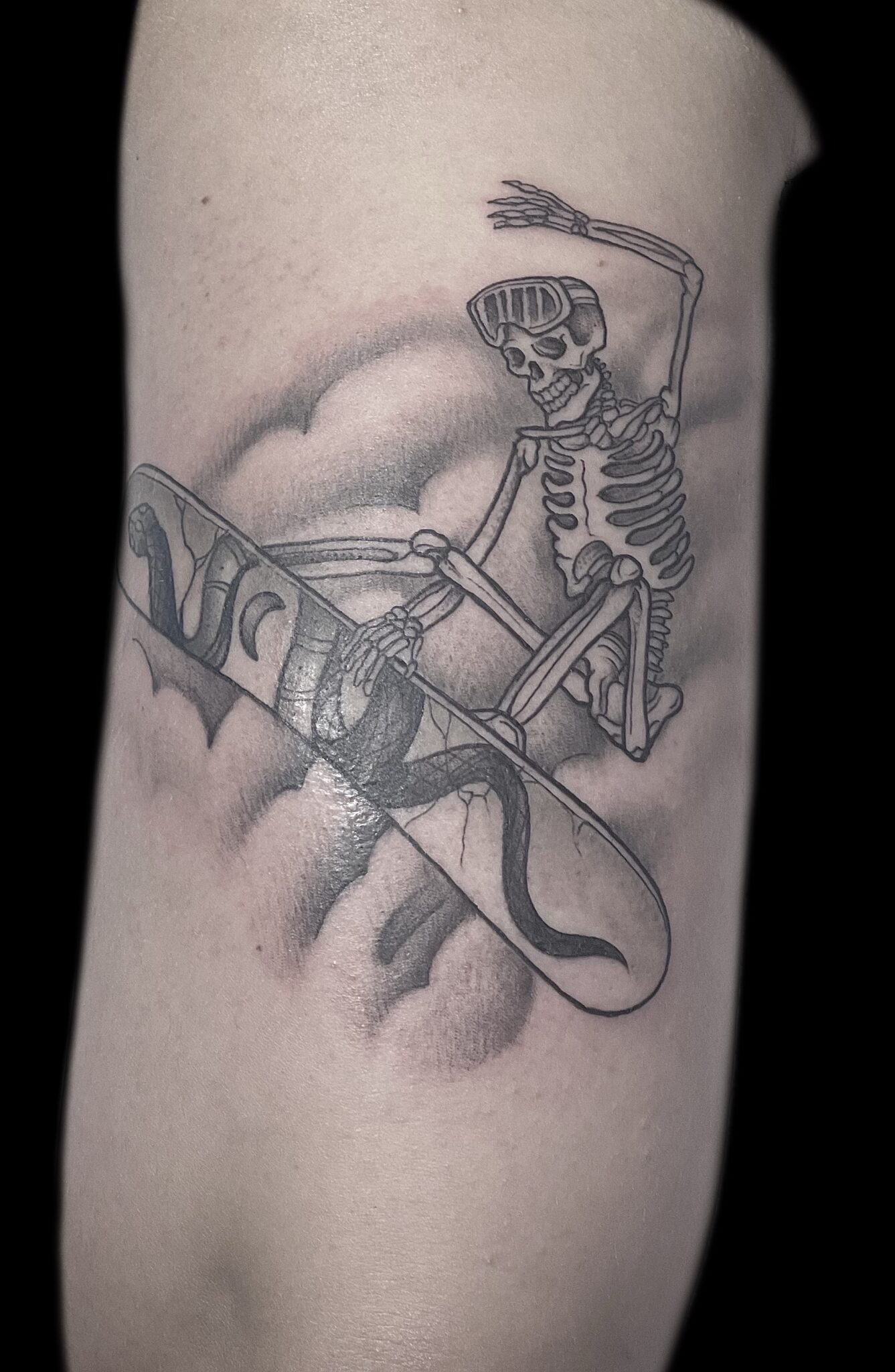 Skeleton surfer tattoo
