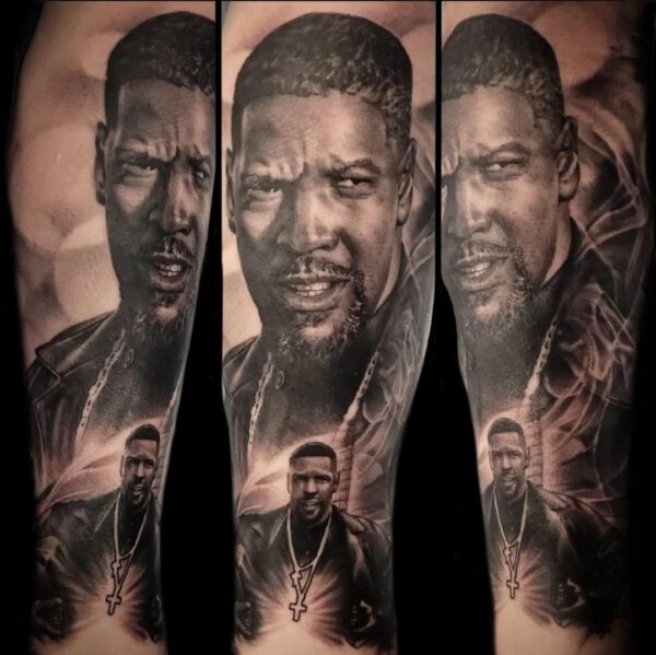 Denzel Washington portrait tattoo