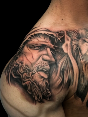Jesus portrait tattoo