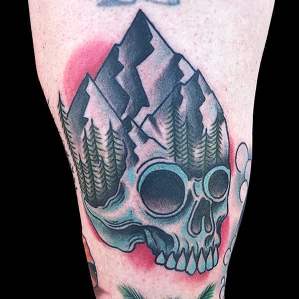 skull mountain tattoo