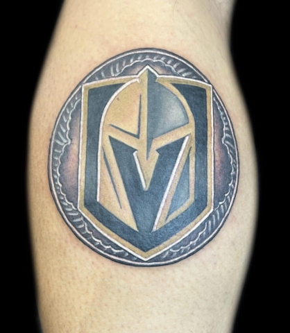 VGK, center ice tattoo, Jason Tritten, artist at Revolt Tattoos