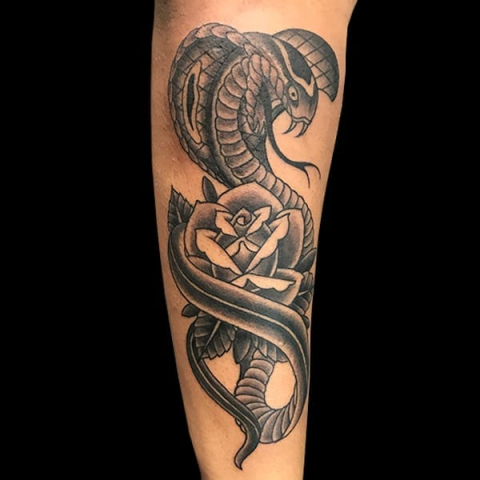 snake and rose tattoo
