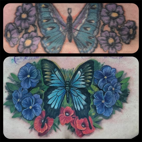 butterfly and flower sleeve