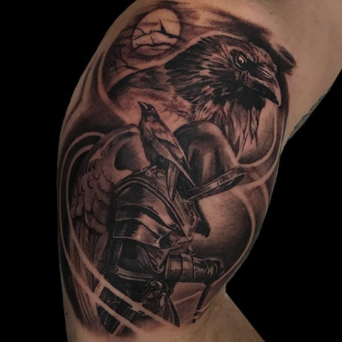 raven and knight tattoo