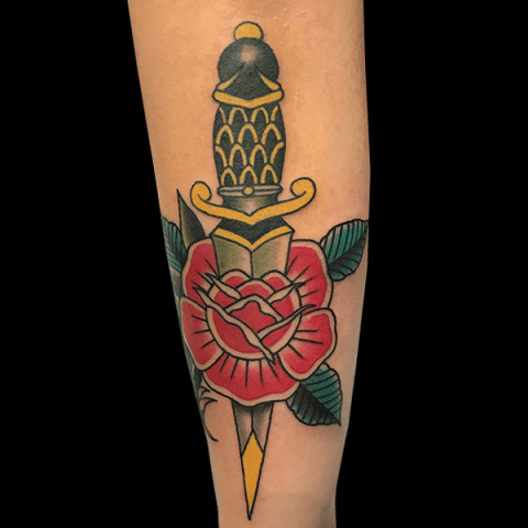 dagger rose tattoo