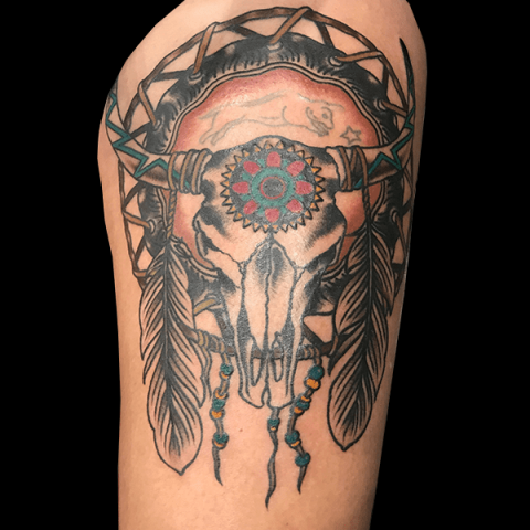 dreamcatcher skull tattoo