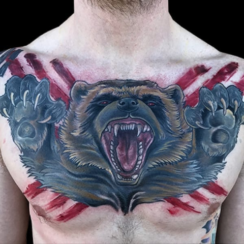 badger chest tattoo