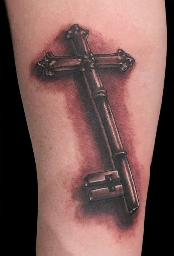 key cross tattoo