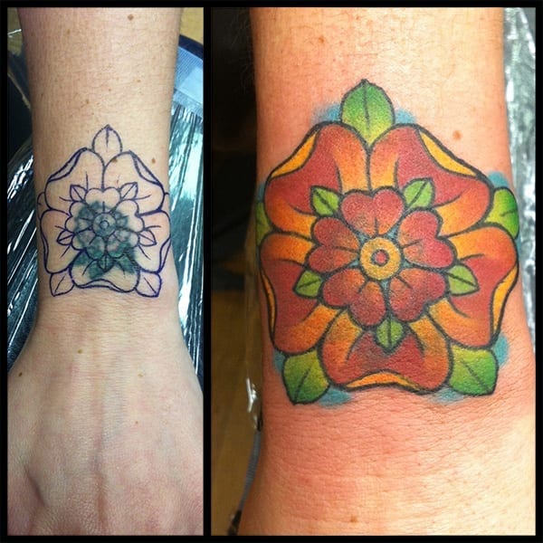 flower coverup tattoo