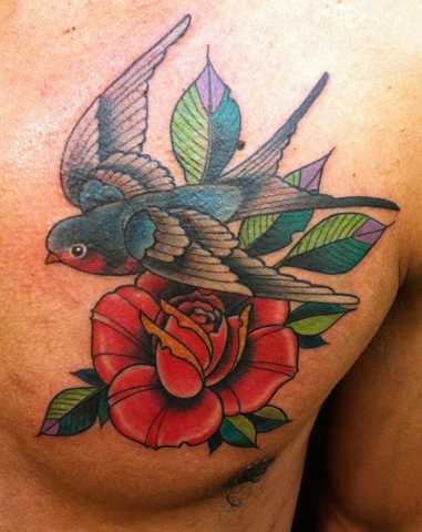 sparrow and rose tattoo