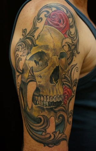 skull trucker girl tattoo