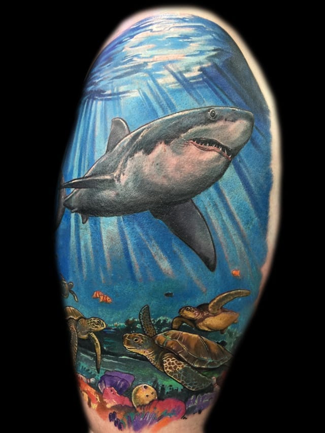 underwater shark tattoo