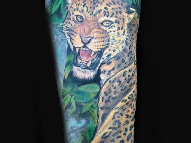 leopard realism tattoo