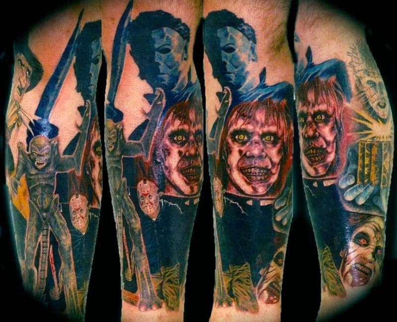 horror sleeve tattoo