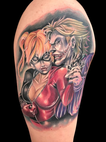 joker and harley quinn tattoo, Elijah Nguyen, Artist at Revolt Tattoos