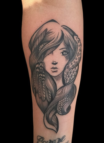 woman portrait, Elijah Nguyen, Artist at Revolt Tattoos