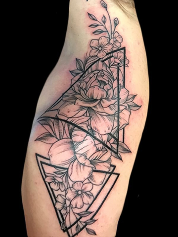 floral geometric tattoo, Elijah Nguyen, Artist at Revolt Tattoos