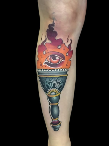 torch tattoo, Elijah Nguyen, Artist at Revolt Tattoos