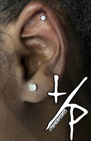 helix and ear lobe piercing
