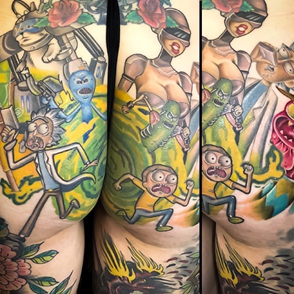 cartoon tattoo, Elijah Nguyen, Artist at Revolt Tattoos