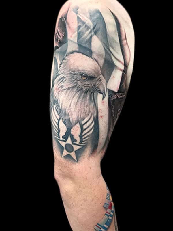 american eagle tattoo, Elijah Nguyen, Artist at Revolt Tattoos