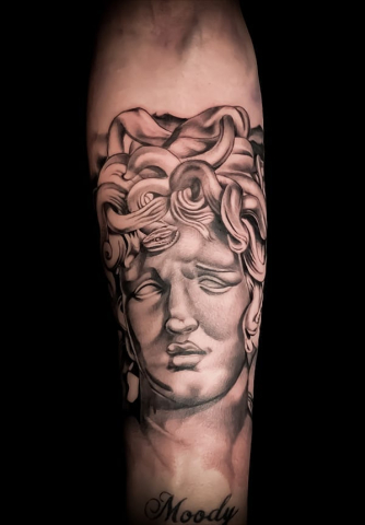 medusa tattoo, Elijah Nguyen, Artist at Revolt Tattoos