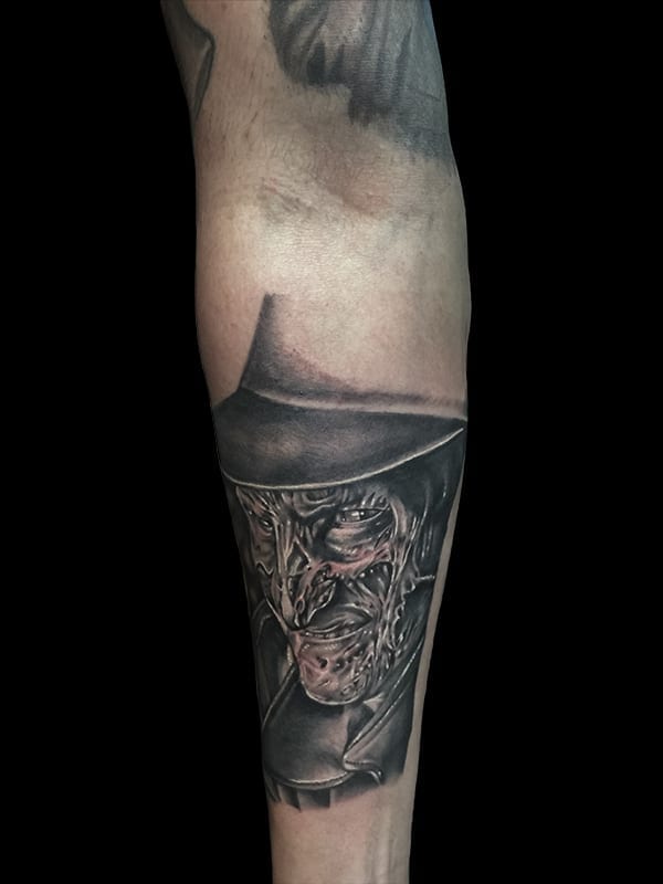 freddy tattoo portrait, Elijah Nguyen, Artist at Revolt Tattoos