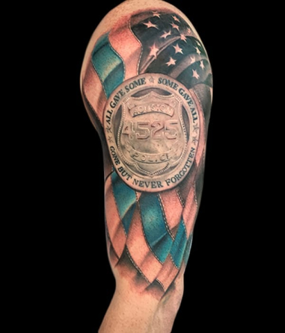 American flag tattoo, Elijah Nguyen, Artist at Revolt Tattoos
