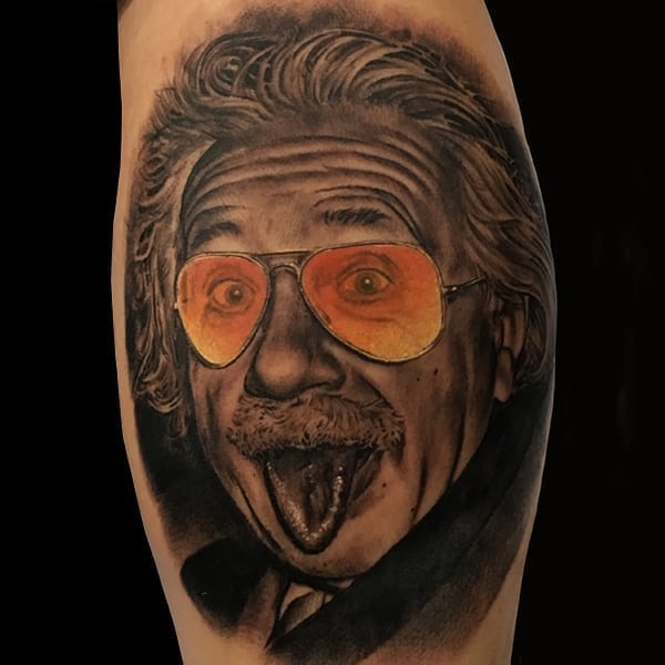 Albert einstein realistic portrait tattoo