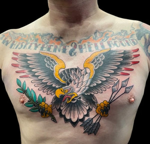 eagle chest tattoo