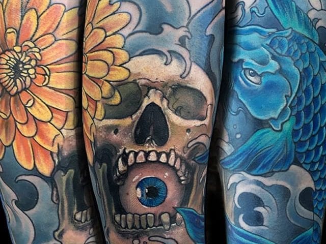 skull and eyeball tattoo