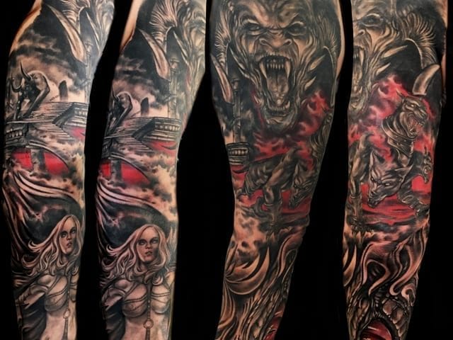 demonic sleeve tattoo
