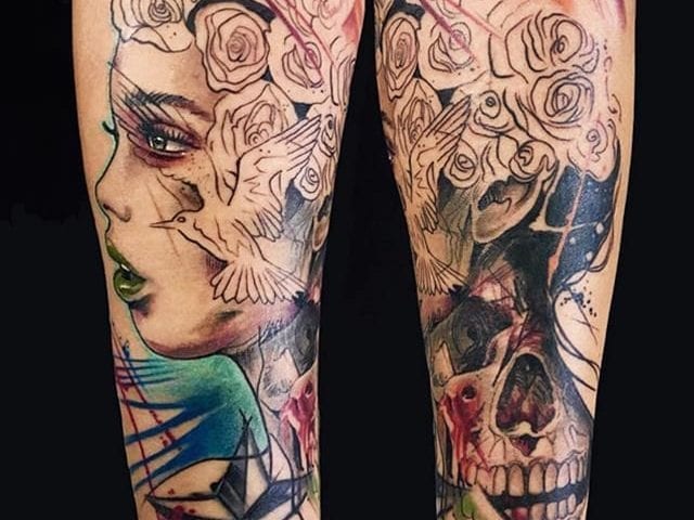 graphic woman tattoo