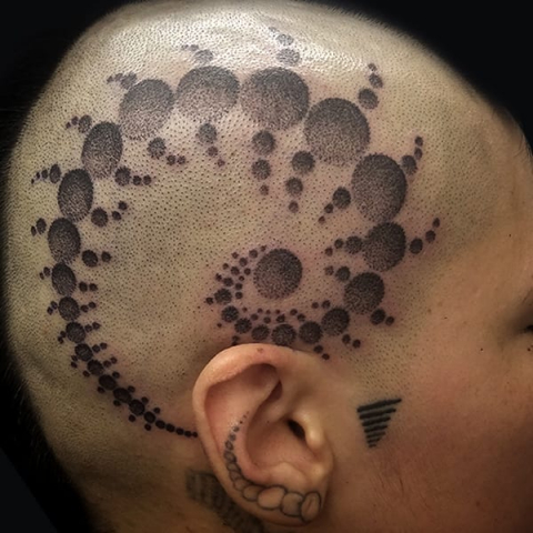 head tattoo geometric