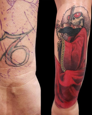coverup Iron Maiden tattoo
