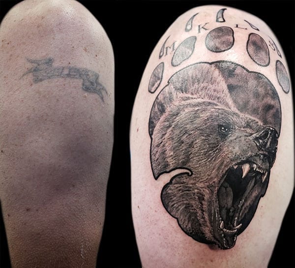 bear paw print coverup tattoo