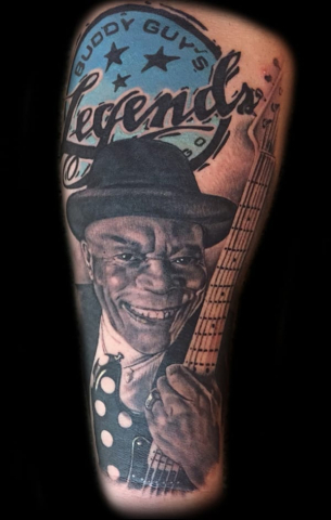 buddy guy portrait tattoo