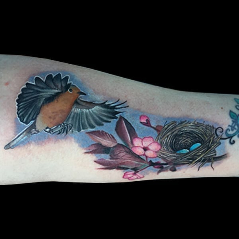 Bird tattoo color realism