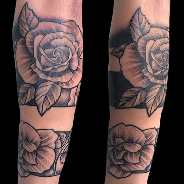 Floral wrist cuff tattoo